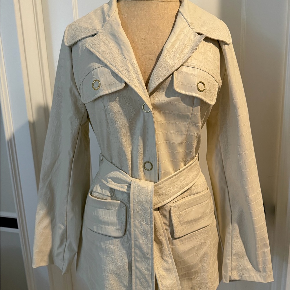 Urban Outfitters House of Sunny Cream Belted Women's faux leather Jacket